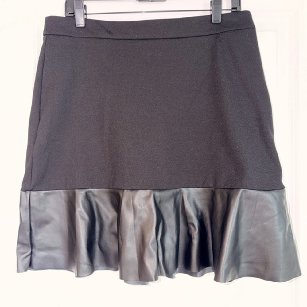 Michael Kors Black Mini Skirt with Leather Trim
